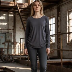 Zella Charcoal Long Sleeve Crewneck Top